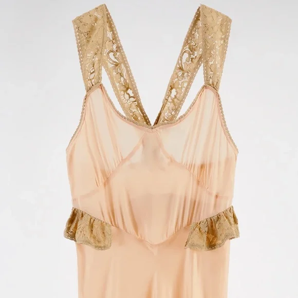 Zara SATIN MIDI LONG LACE STRAPS PEPLIM DRESS Front Slit at Hem Size S NEW - Picture 6 of 8